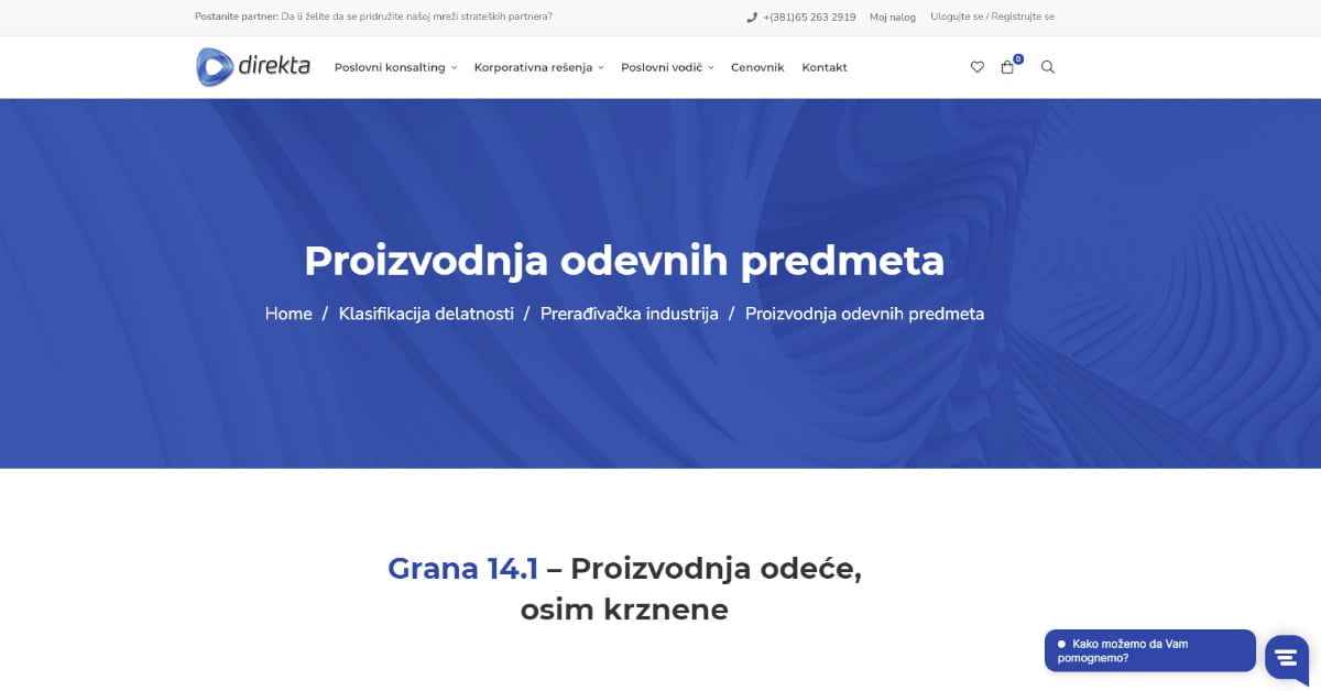 Manufacture of wearing apparel direkta
